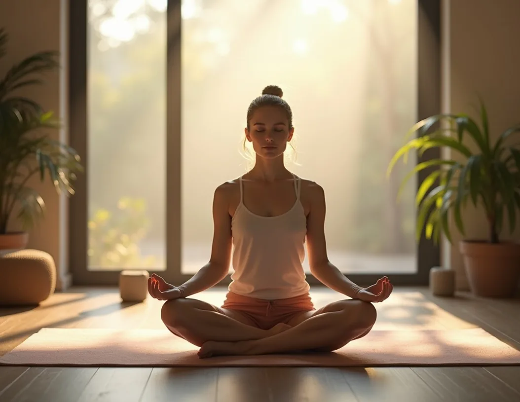 Meditation session in peaceful indoor setting